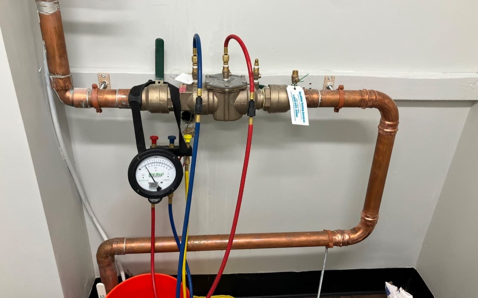 Commercial RPZ backflow assembly tested and tagged by Larry's Plumbing